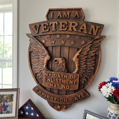 "Shield of The Brave" - Handcarved Wooden Art