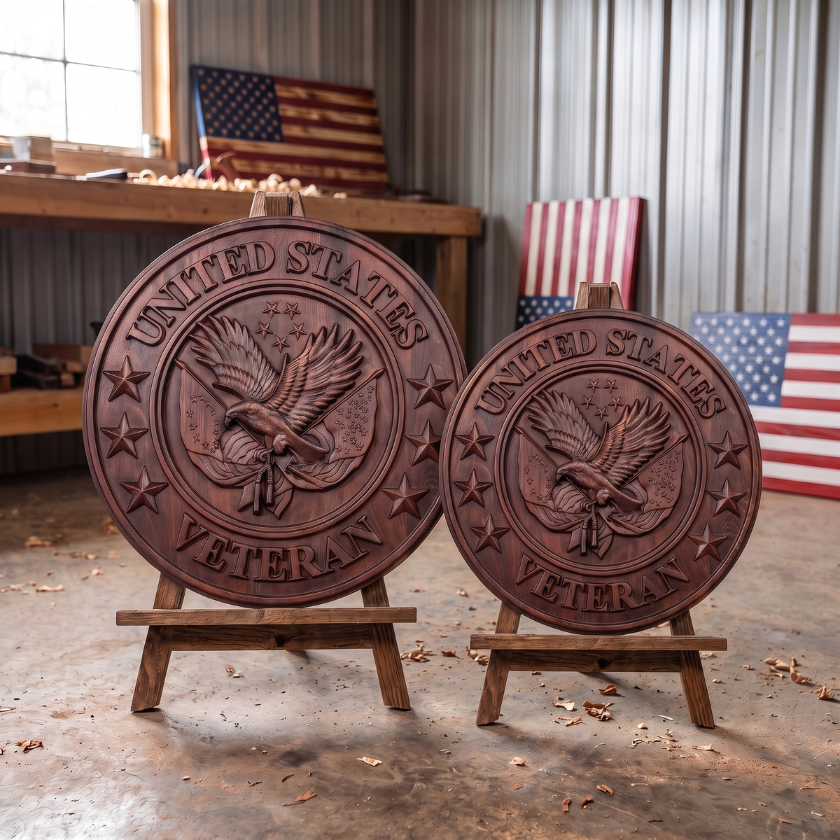"The Veteran's Crest" — Handcarved Wooden Art